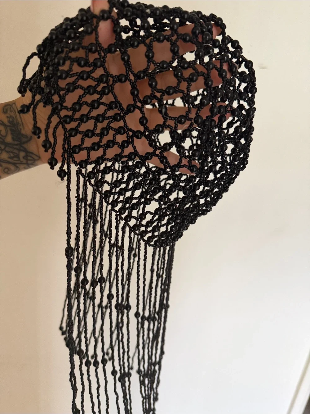 Black Beaded Fringe head piece - Picture 6 of 6